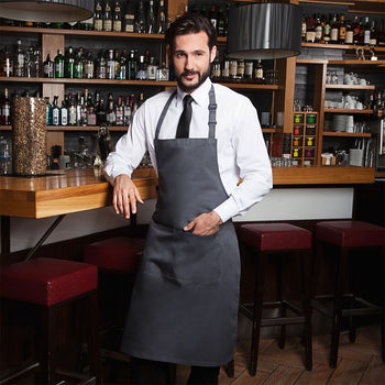 (6 sztuk) KARLOWSKY | Fartuch na szelkach z kieszenią Basic - antracytowy - Prime Gastro