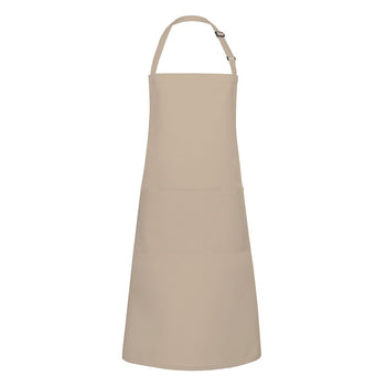 (6 sztuk) KARLOWSKY | Fartuch na szelkach z kieszenią Basic - Piaskowy - Prime Gastro