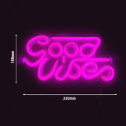 Podświetlany znak LED - Good Vibes 1 - różowy - 330x180mm