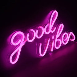 Podświetlany znak LED - Good Vibes 2 - różowy - 330x180mm