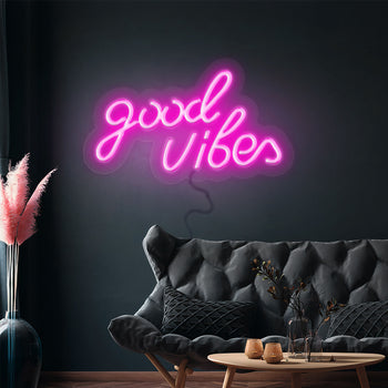 Podświetlany znak LED - Good Vibes 2 - różowy - 330x180mm - Prime Gastro