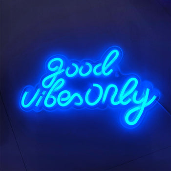 Podświetlany znak LED - Good Vibes Only - Niebieski - 420x240mm - Prime Gastro