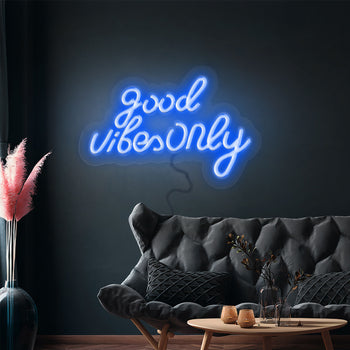 Podświetlany znak LED - Good Vibes Only - Niebieski - 420x240mm - Prime Gastro