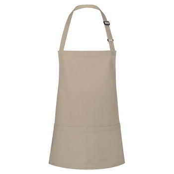 (6 szt) KARLOWSKY | Krótki fartuch na szelkach Basic - piaskowy - Prime Gastro