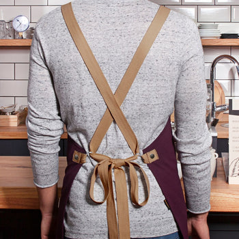 (6 szt) KARLOWSKY | Fartuch na szelkach Urban-Look - kolor Oberżyna - Prime Gastro