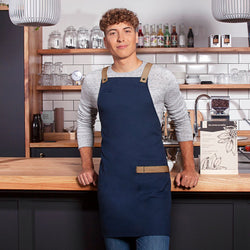 KARLOWSKY | Fartuch na szelkach Urban Look - Stalowoniebieski