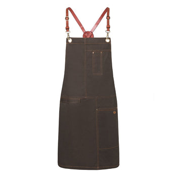 (6 szt) KARLOWSKY | Fartuch na szelkach Urban X-Style - Czekoladowy - Prime Gastro