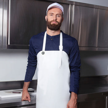 (6 sztuk) KARLOWSKY | Wodoodporny Fartuch na szelkach PU - biały - Prime Gastro