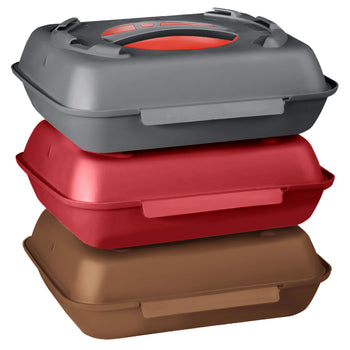 (20 sztuk) pojemnik na menu - 600 ml - podzielone - antracytowo-szare/czerwone - Prime Gastro