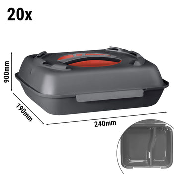 (20 sztuk) pojemnik na menu - 600 ml - podzielone - antracytowo-szare/czerwone - Prime Gastro