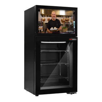 Minibar z zamrażarką - 460 mm - z 1 szklanymi drzwiami & wbudowanym 19-calowym wyświetlaczem LCD - Prime Gastro