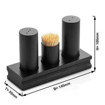 3-częściowy pojemnik - wykałaczka, sól i pieprz - Prime Gastro