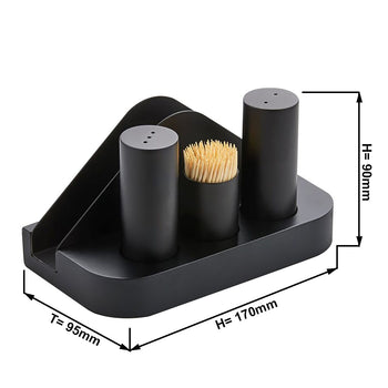 Zestaw pojemników - 4 sztuki - serwetki, wykałaczki, sól i pieprz - Prime Gastro