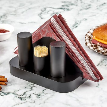 (12 szt.) Zestaw do przypraw - 4 części - serwetki, sól, pieprz i wykałaczka - Prime Gastro