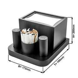 Zestaw menażowy – 4 części – serwetnik, pojemnik na wykałaczki, sól i pieprz