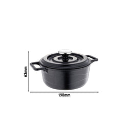 Mini aluminiowa patelnia z żeliwną pokrywą - Ø 140 mm - wysokość 63 mm