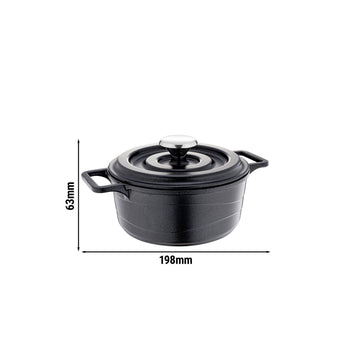 Mini aluminiowa patelnia z żeliwną pokrywą - Ø 140 mm - wysokość 63 mm - Prime Gastro