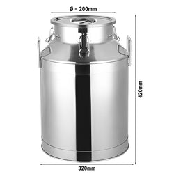 Dzbanek na mleko z pokrywką - stal nierdzewna - 25 litrów