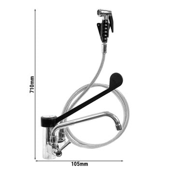 Kran mieszający z jednym otworem - z główką prysznicową, obrotowym kranem & mieszaczem jednouchwytowym - Prime Gastro