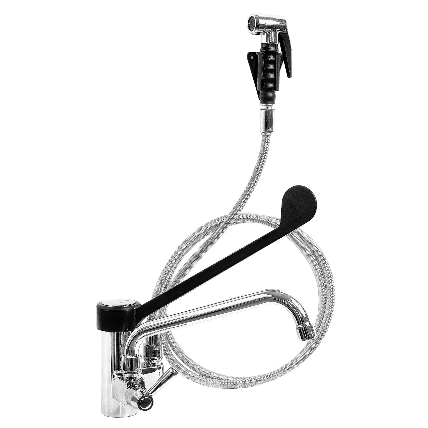 Kran mieszający z jednym otworem - z główką prysznicową, obrotowym kranem & mieszaczem jednouchwytowym