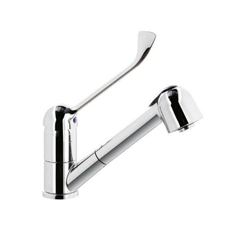 Kran mieszający z jednym otworem 5000 - z obrotowym kranem , mieszaczem jednouchwytowym & elastycznym natryskiem - Prime Gastro
