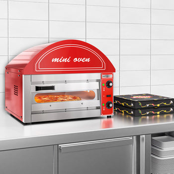Elektryczny mini piec do pizzy - Czerwony - 1x 34cm - Manualny - Prime Gastro