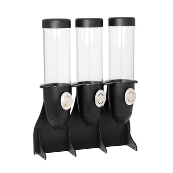 Dozownik do musli & płatków kukurydzianych - potrójny - Ø 115 mm - czarny - dozownik obrotowy - Prime Gastro