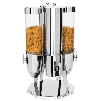 Dozownik do musli & płatków kukurydzianych - podwójny - obrotowy - Ø 120 mm - srebrny - dozownik obrotowy - Prime Gastro