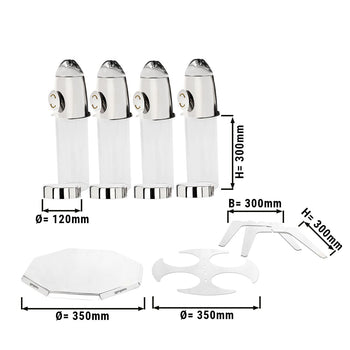Dozownik do musli & płatków kukurydzianych - poczwórny - obrotowy - Ø 120 mm - srebrny - dozownik obrotowy - Prime Gastro
