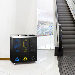 System segregacji odpadów - 3 komory każda po 25 litrów - z 4 kółkami - czarny