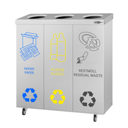 System segregacji odpadów - 3 komory po 25 litrów każda - z kółkami - stal nierdzewna