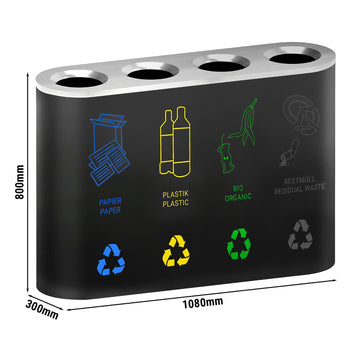 System segregacji odpadów - 4 komory każda po 35 litrów - Czarny - Prime Gastro