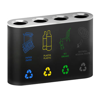 System segregacji odpadów - 4 komory każda po 35 litrów - Czarny - Prime Gastro