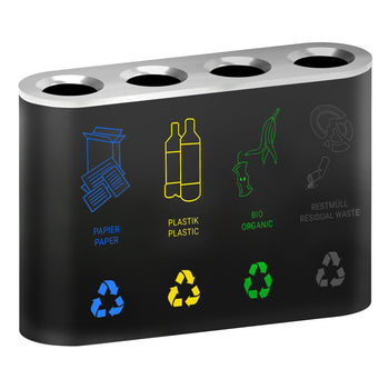 System segregacji odpadów - 4 komory każda po 35 litrów - Czarny - Prime Gastro