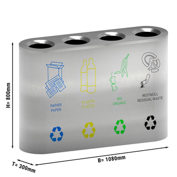 System segregacji odpadów - 4 komory po 35 litrów każda - Stal nierdzewna - Prime Gastro