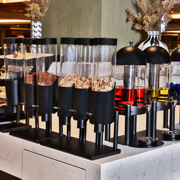 Dozownik płatków kukurydzianych - potrójny - Ø 120 mm - czarny - dozownik dźwigniowy - Prime Gastro