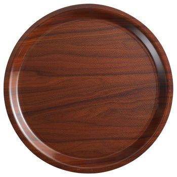 (24 szt.) CAMBRO | MYKONOS - Taca laminowana - okrągła - ø 430 mm - o wyglądzie drewna orzechowego - Prime Gastro