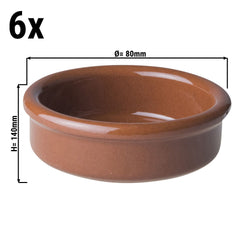 (6 szt.) CLASSICO - Garnek do masła Tapas - Ø 80 mm - brązowy