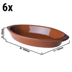 (6 sztuk) CLASSICO - Tapas naczynie do piekarnika - 24 x 14 x 4 cm - Brązowy