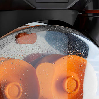 Elektryczna sokowirówka do owoców - z chłodzeniem, automatycznym podawaniem owoców, przechowywaniem soku, trybem czyszczenia i stojakiem - czarna - Prime Gastro