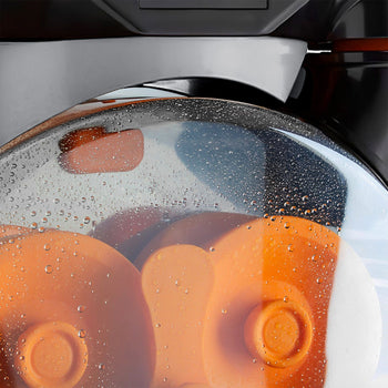 Elektryczna wyciskarka do pomarańczy - z automatycznym podawaniem owoców, funkcją przechowywania soku, trybem czyszczenia i podstawą - srebrna - Prime Gastro