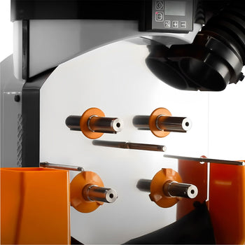 Elektryczna wyciskarka do pomarańczy - z automatycznym podawaniem owoców, funkcją przechowywania soku, trybem czyszczenia i podstawą - srebrna - Prime Gastro