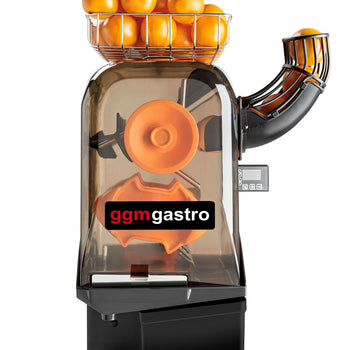 Elektryczna wyciskarka do pomarańczy - czarna - manualna regulacja podawania owoców -włącznie z kranikiem spustowym & trybem czyszczenia - Prime Gastro