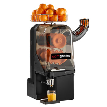 Elektryczna wyciskarka do pomarańczy - czarna - manualna regulacja podawania owoców -włącznie z kranikiem spustowym & trybem czyszczenia - Prime Gastro