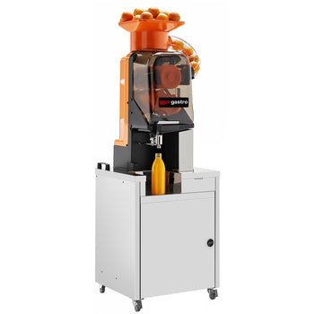 Elektryczna wyciskarka do pomarańczy - z automatycznym podawaniem owoców, trybem czyszczenia i podstawą - pomarańczowa - Prime Gastro