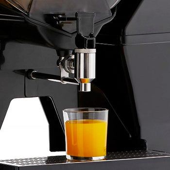 Elektryczna wyciskarka do pomarańczy - pomarańczowa - automatyczne podawanie owoców - włącznie z regulowanym zaworem spustowym - Prime Gastro