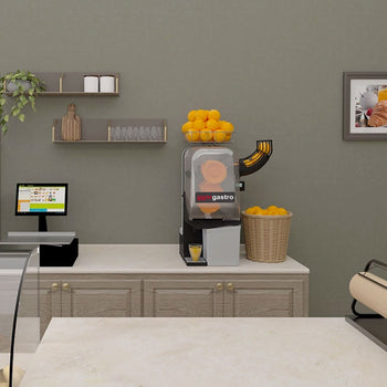 Elektryczna wyciskarka do pomarańczy - Pomarańcza - Manualne podawanie owoców - włącznie z funkcją czyszczenia - Prime Gastro