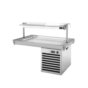 Płyta chłodnicza wbudowana - 1,1m - +2 ~ +8 °C - 3x GN 1/1 - ze szklaną ochroną przed kaszlem - Prime Gastro