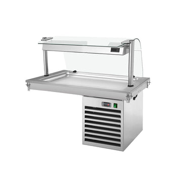 Płyta chłodnicza wbudowana - 1,1m - +2 ~ +8 °C - 3x GN 1/1 - ze szklaną ochroną przed kaszlem - Prime Gastro