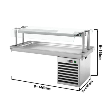 Płyta chłodnicza wbudowana - 1,5m - +2 ~ +8 °C - 4x GN 1/1 - ze szklaną ochroną przed kaszlem - Prime Gastro